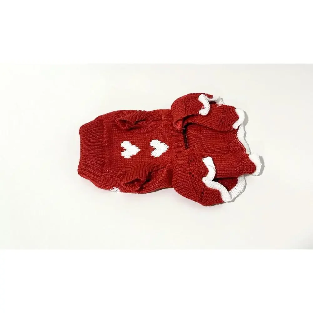 NEW Small Dog Sweater Red Knit Skirt White Hearts Puppy Sweater Size XS Warm